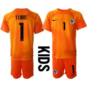 Francuska Hugo Lloris #1 Golmanski Domaci Dres za Dječji SP 2022 Kratak Rukavima (+ kratke hlače)